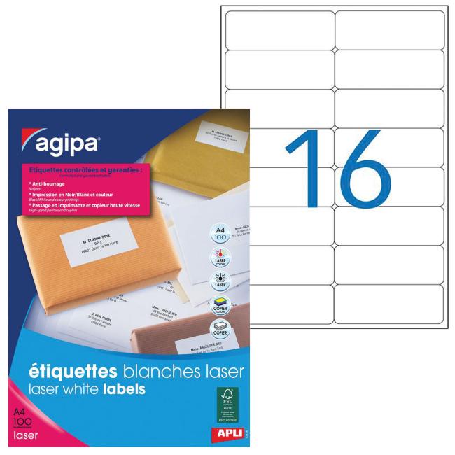 [AG119717] Etikety laserové 99,1x33,9mm Agipa A4 100 listov