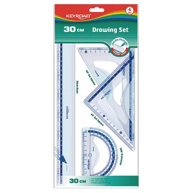 [EC971429] Drawing ruler set KEYROAD flexible, transparent, 30 cm