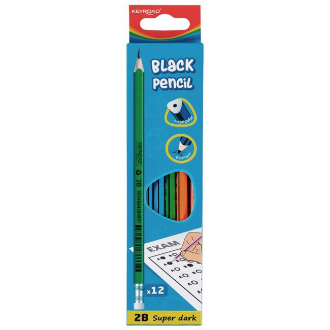 Sada drevených ceruziek KEYROAD, 12 ks, mix farieb