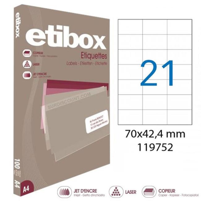 Universal labels 70x42.4mm Etibox A4 100 sheets