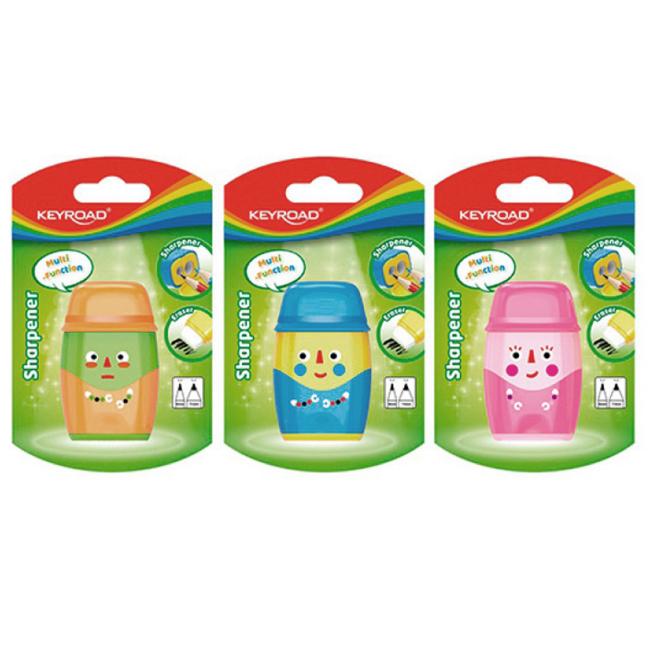 [EC972118] KEYROAD Hello plastic grater with two holes and rubber, blister, mix of colors