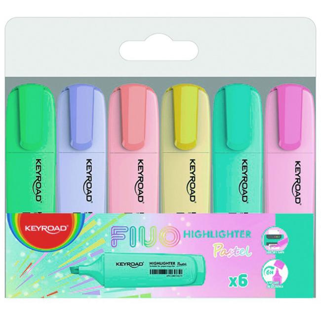 Set of highlighters KEYROAD Pastel, 6 pcs