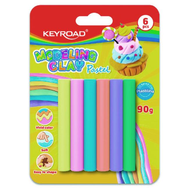 [EC972235] Plasticine KEYROAD pastel, blister 6 pcs, mix of colors