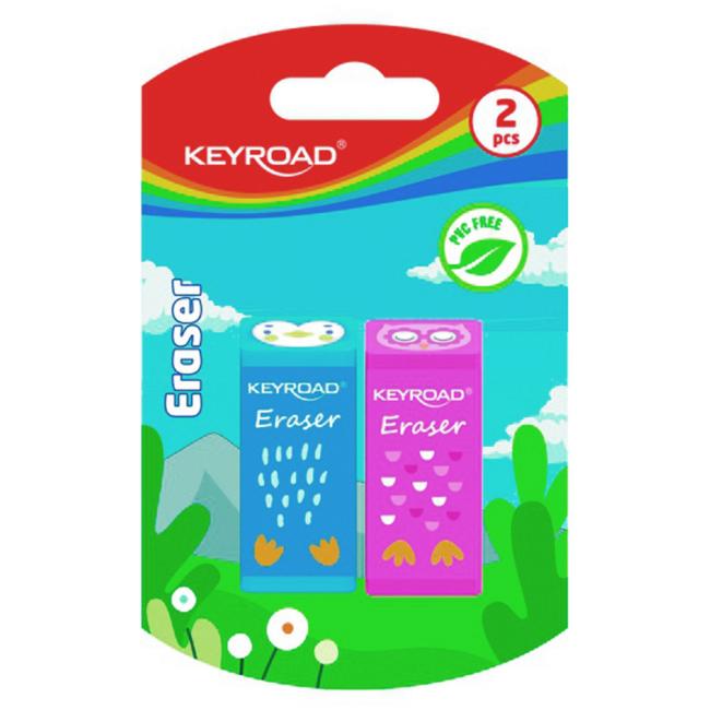 Guma KEYROAD Animals, blister 2ks, mix farieb