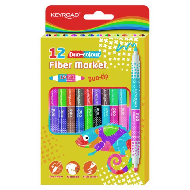 School markers KEYROAD DUO, 12 pcs/24 colors