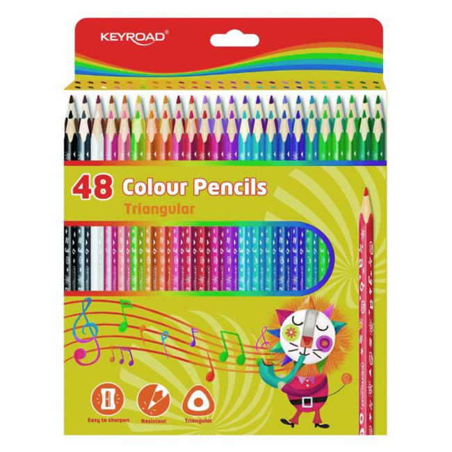 KEYROAD wooden crayons 48 pcs, mix of colors