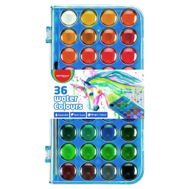 [EC972747] KEYROAD vodové farby so štetcom, 36 farieb