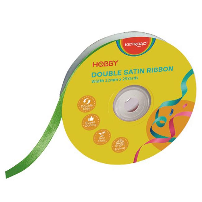 Ribbon KEYROAD double satin 12 mm x 22.86 m on a spool, green