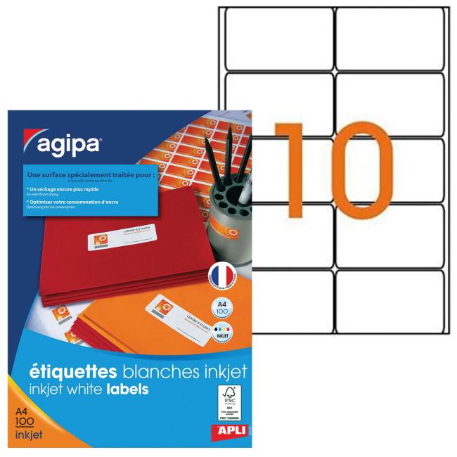 Atramentové štítky 99,1x57mm agipa a4 100 listov