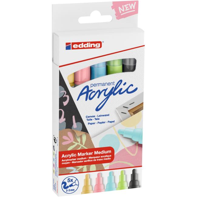 Set of acrylic markers edding 5100 5f pastel colors