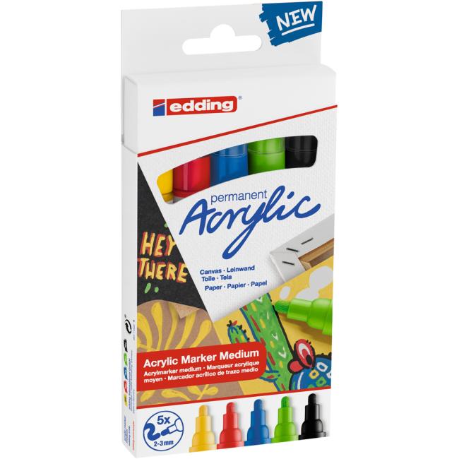 Set of acrylic markers edding 5100 5f basic colors