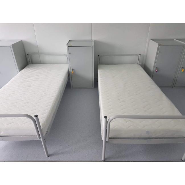 Folding metal bed, h.63 x d.216 x h.95 cm, gray RAL 7035