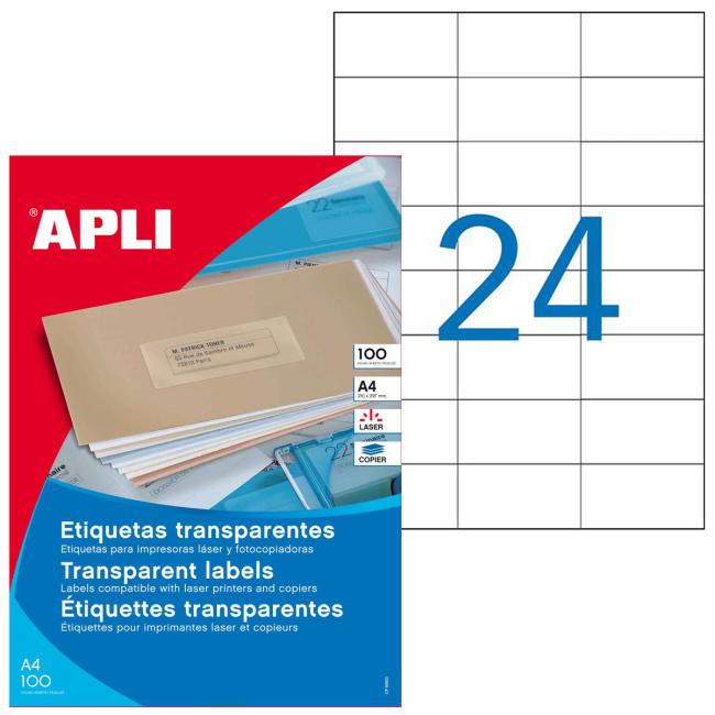 [AG130143] Polyester transparent labels 70x37mm Agipa A4 laser 100 sheets