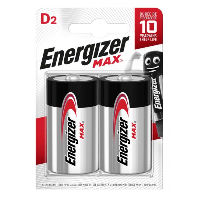 Energizer alkalická batéria Max 1,5 V, typ D, 2 ks