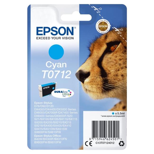 Atramentová kazeta Epson T07124011 azúrová pre D78/DX4000/4050/5000/5050/6000 (5,5 ml)