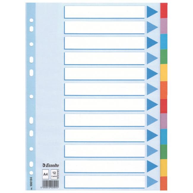 [ES100194] Kartónový rozraďovač Esselte 12-dielny farebný