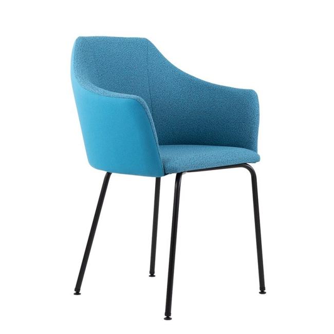 Conference chair Ravenna Visitor Black, black legs, fabric VIS021 blue