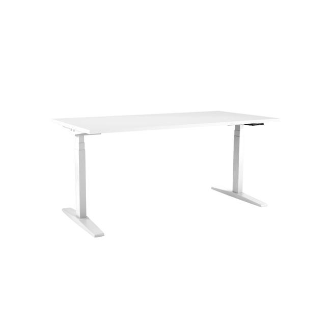 Height-adjustable table BASIC, 2-motor, 138x80 cm, white base + white top