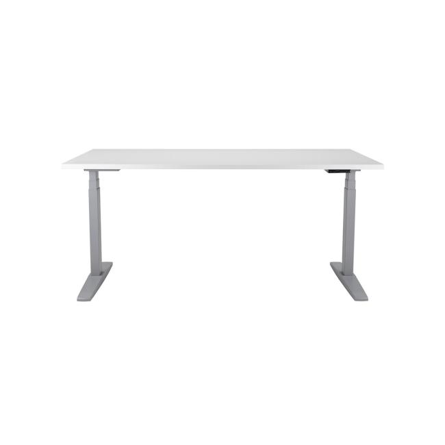 Height-adjustable table BASIC, 2-motor, 160x80 cm, gray base + white top