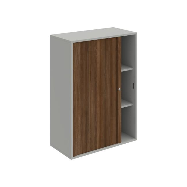 Drive shelf cabinet, 80x111x40 cm, walnut/grey, lock