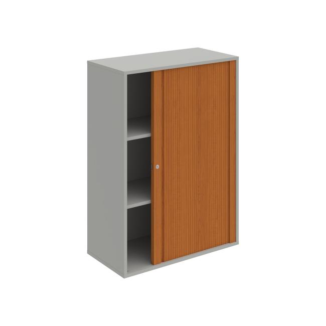 Drive shelf cabinet, 80x111x40 cm, cherry/grey, lock