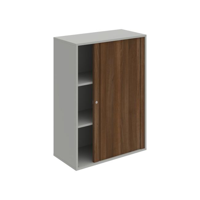 Drive shelf cabinet, 80x111x40 cm, walnut/grey, lock