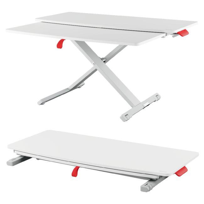 [ES320085] Stolový konvertor Leitz Cosy Ergo pre prácu v stoji s výsuvnou priehradkou na klávesnicu, sivý