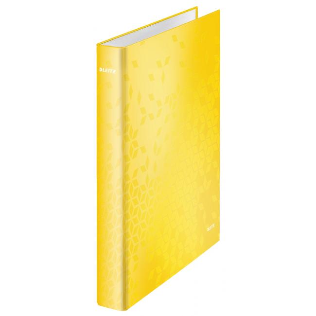 [ES410016] Binder 2-ring Leitz WOW laminated surface 4cm yellow