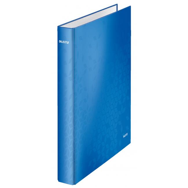 4-ring binder Leitz WOW laminated 4cm blue