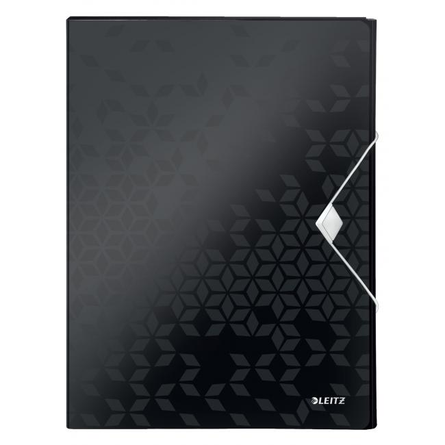 Plastic box with rubber band Leitz WOW black