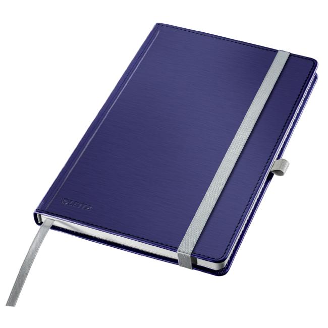 Lined notebook HC A5 Leitz Style hard boards titanium blue