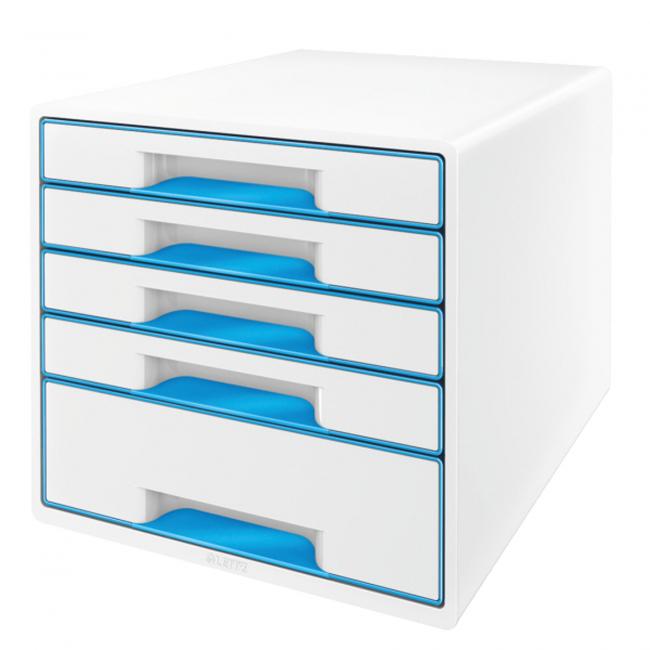 Drawer box Leitz WOW with 5 drawers metallic blue