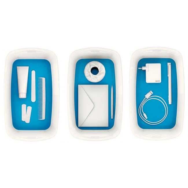 Storage box with lid Leitz MyBox, size S white/blue