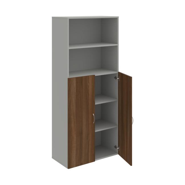 Drive shelf cabinet, 80x185x42 cm, walnut/grey