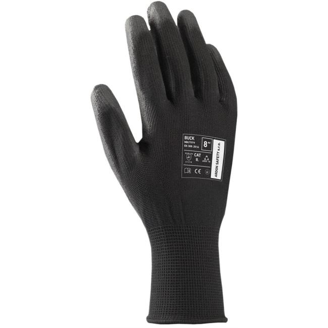 Gloves polyester, semi-soaked BUCK black large. 8/M