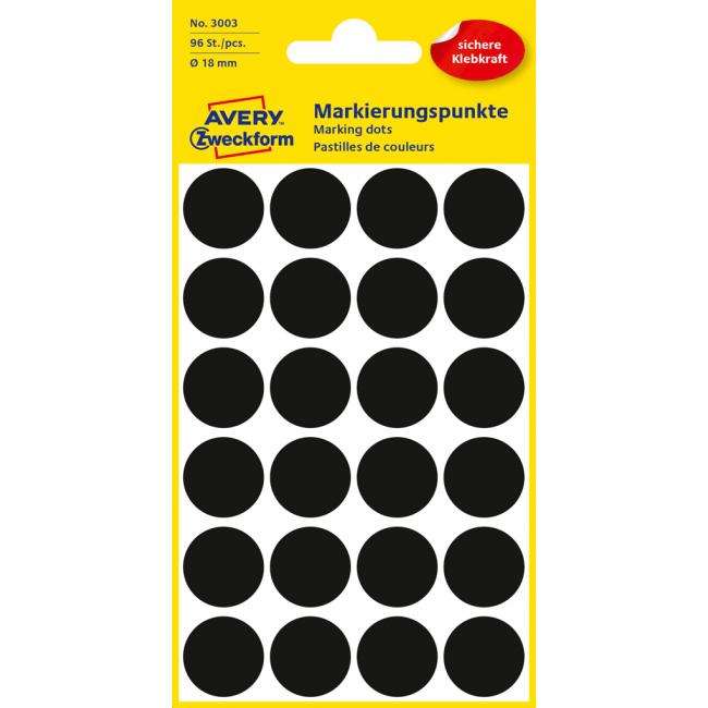Round labels 18mm Avery black
