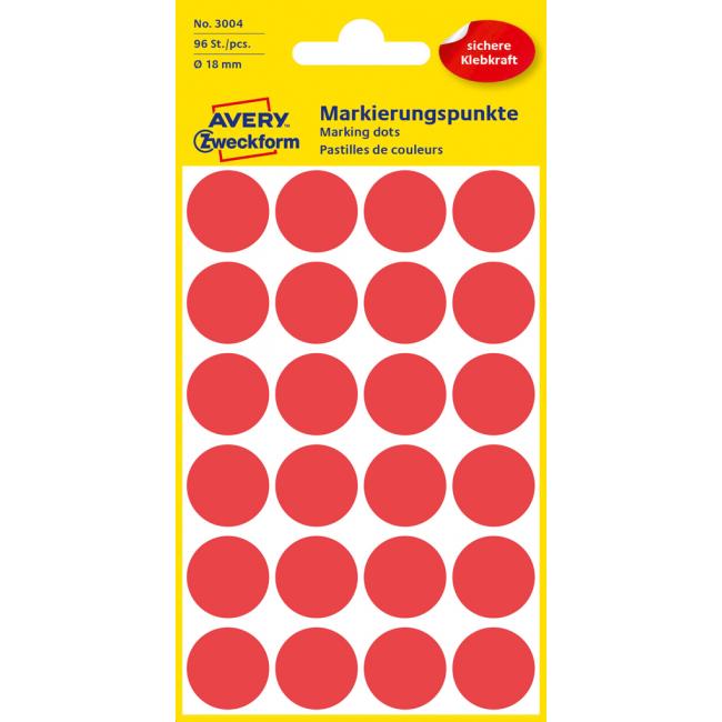 Round labels 18mm Avery red