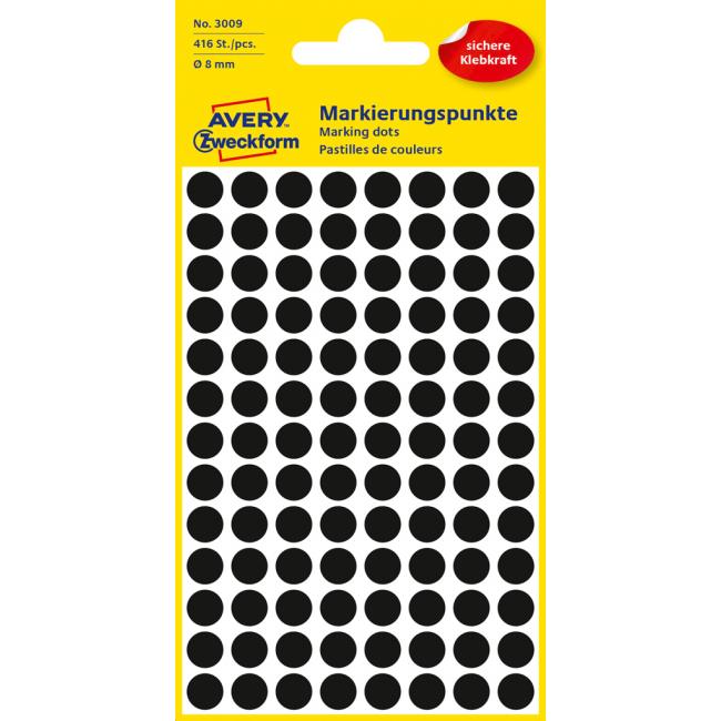 Round labels 8mm Avery black