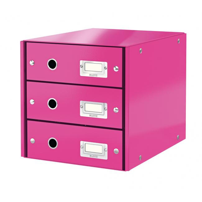 Leitz Click & Store drawer box 3 drawers metallic pink