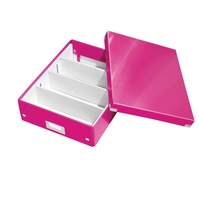 Click & Store medium organizational box metallic pink