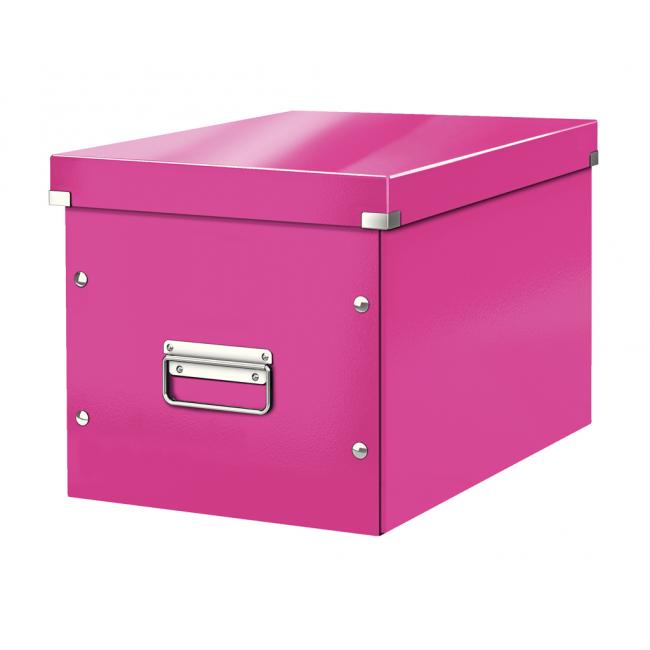 Square box Click & Store A4 metallic pink