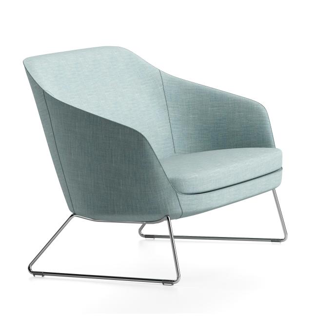 [AB010160] Single chair Rona, w. 75 cm, blue Bombay 57, construction S7 chrome