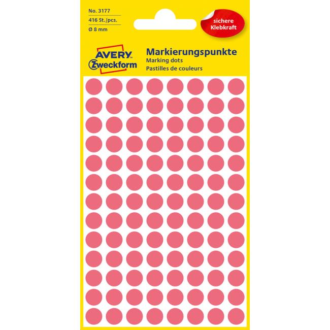 Round labels 8mm Avery neon red