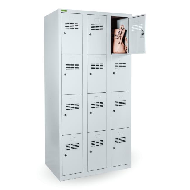 12-chamber cabinet for storing valuables, lockable, H.180 x W.90 x D.50 cm, gray