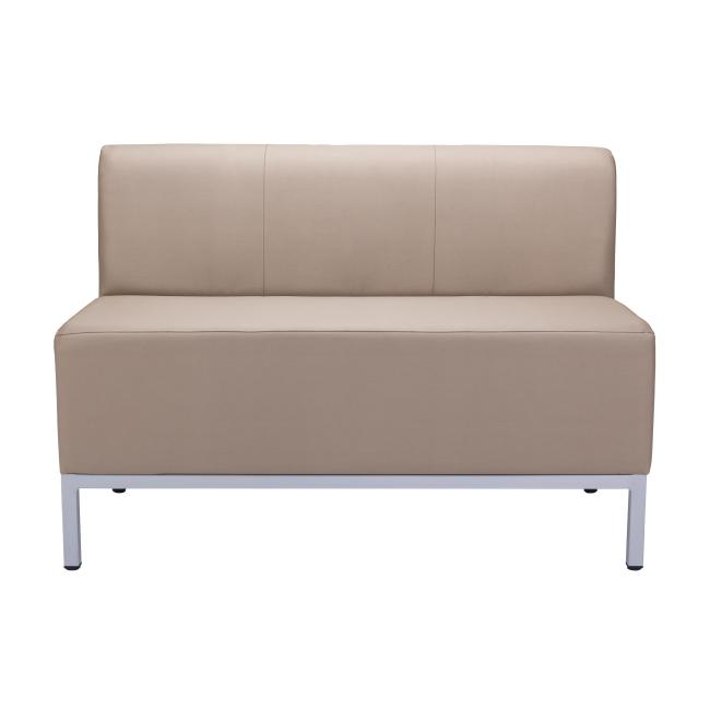 Dvojkreslo Steve, celočalúnené, š. 118 cm, zdravot. ekokoža béžová KN0020, sivá konštrukcia