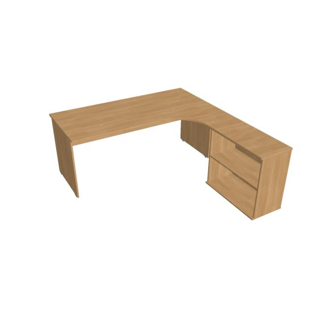 Gate desk, ergo, left, 180x75.5x200 cm, oak/oak