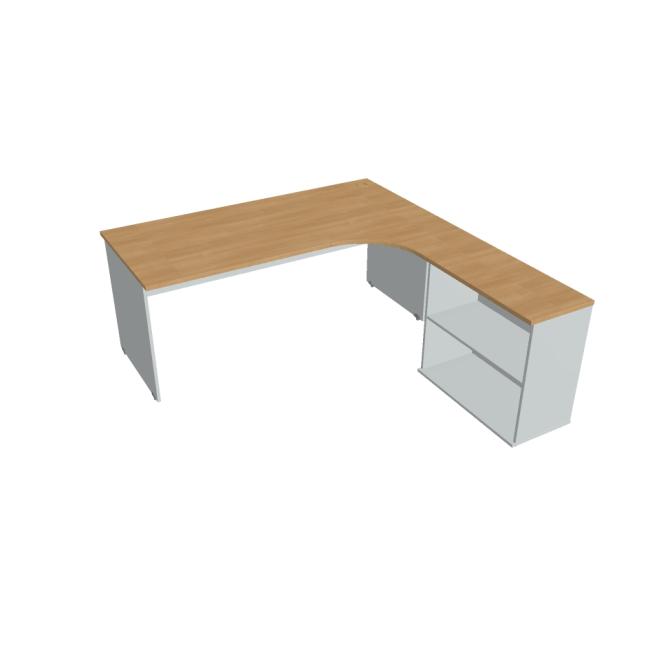 Gate desk, ergo, left, 180x75.5x200 cm, oak/grey