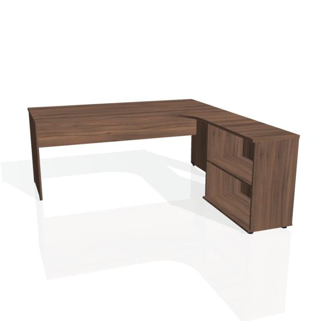 [ON180377] Gate desk, ergo, left, 180x75.5x200 cm, walnut/walnut