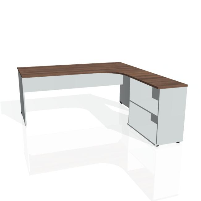 Gate desk, ergo, left, 180x75.5x200 cm, walnut/grey