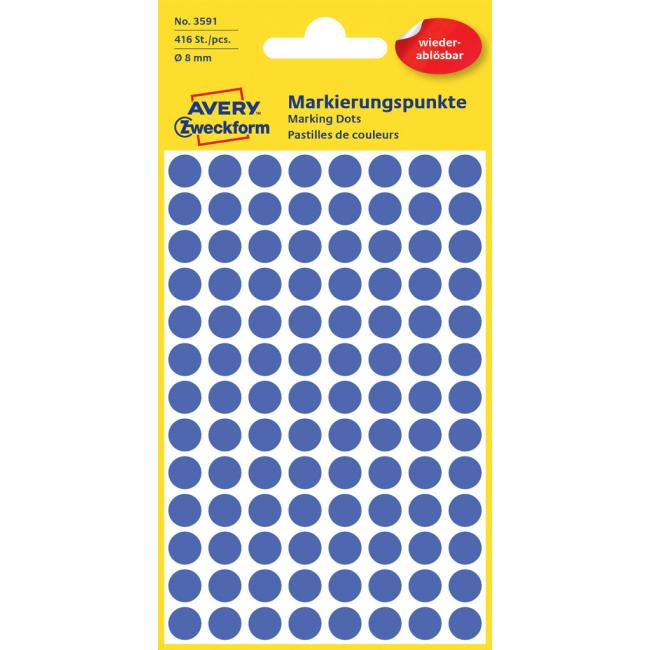 Round labels 8mm Avery removable blue